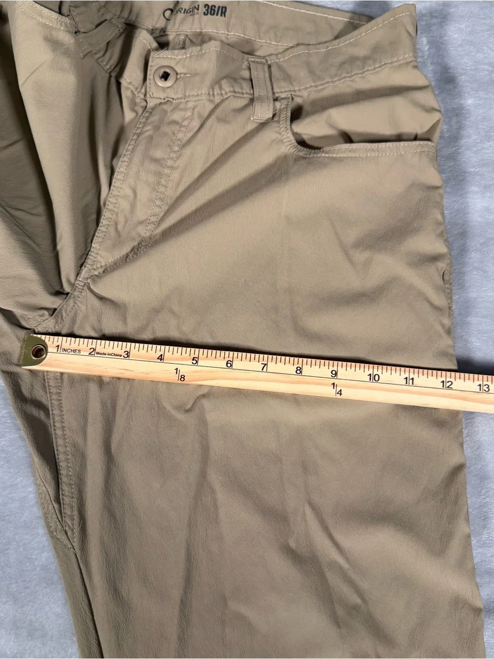 Origin Nyloc Pants Mens 36R (Fits 36x29) Stretch Hiking Made In USA Brown